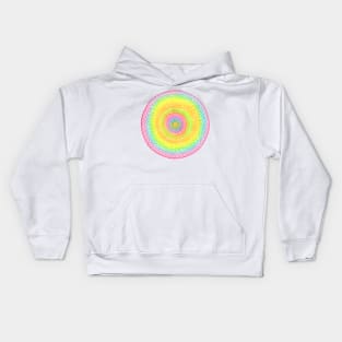 Neon Rainbow Mandala - Intricate Digital Illustration, Colorful Vibrant and Eye-catching Design, Perfect gift idea for printing on shirts, wall art, home decor, stationary, phone cases and more. Kids Hoodie